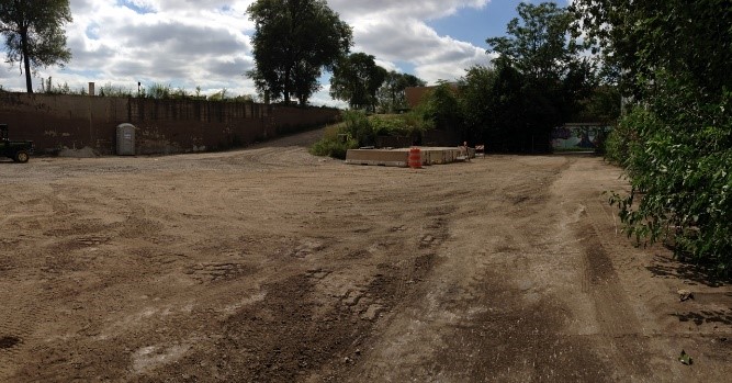 Photo: 1807-1815 N. Kimball Ave Site looking west. Elevated Bloomingdale Trail is in background along south site boundary. 